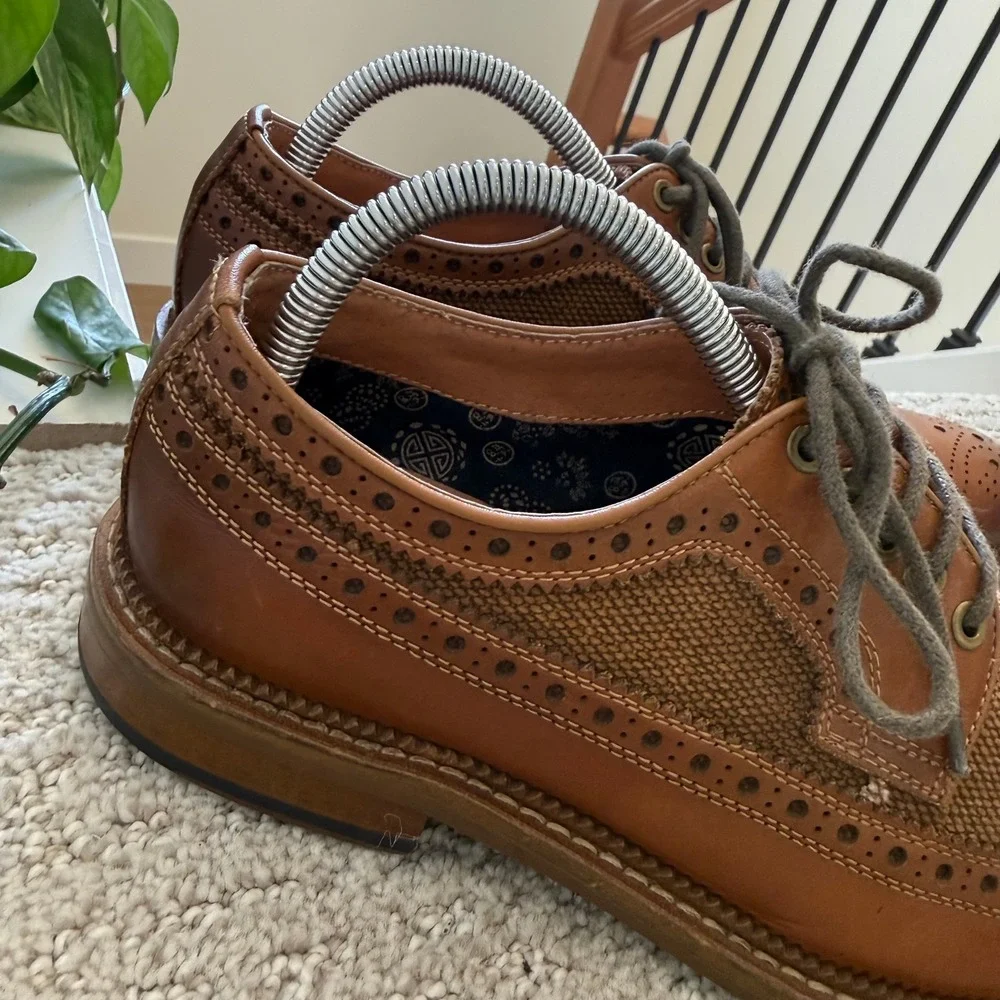 Vintage‎ Foundry Co Brown Leather Wingtip Brogue Oxfords Lace Up MEN 8 TWEED
